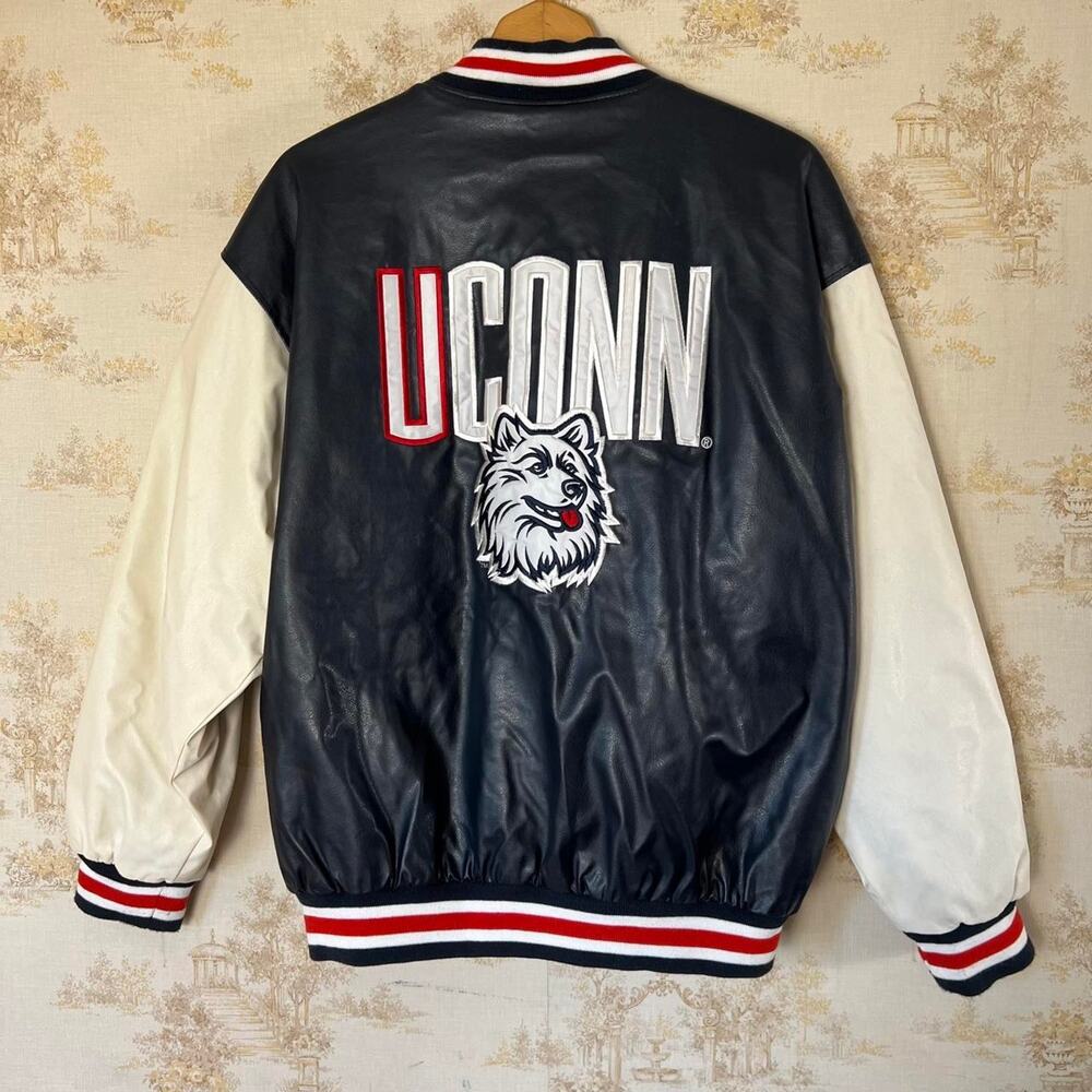 Vintage Y2K Steve & Barry's UConn Varsity Jacket | Navy & Cream | Large